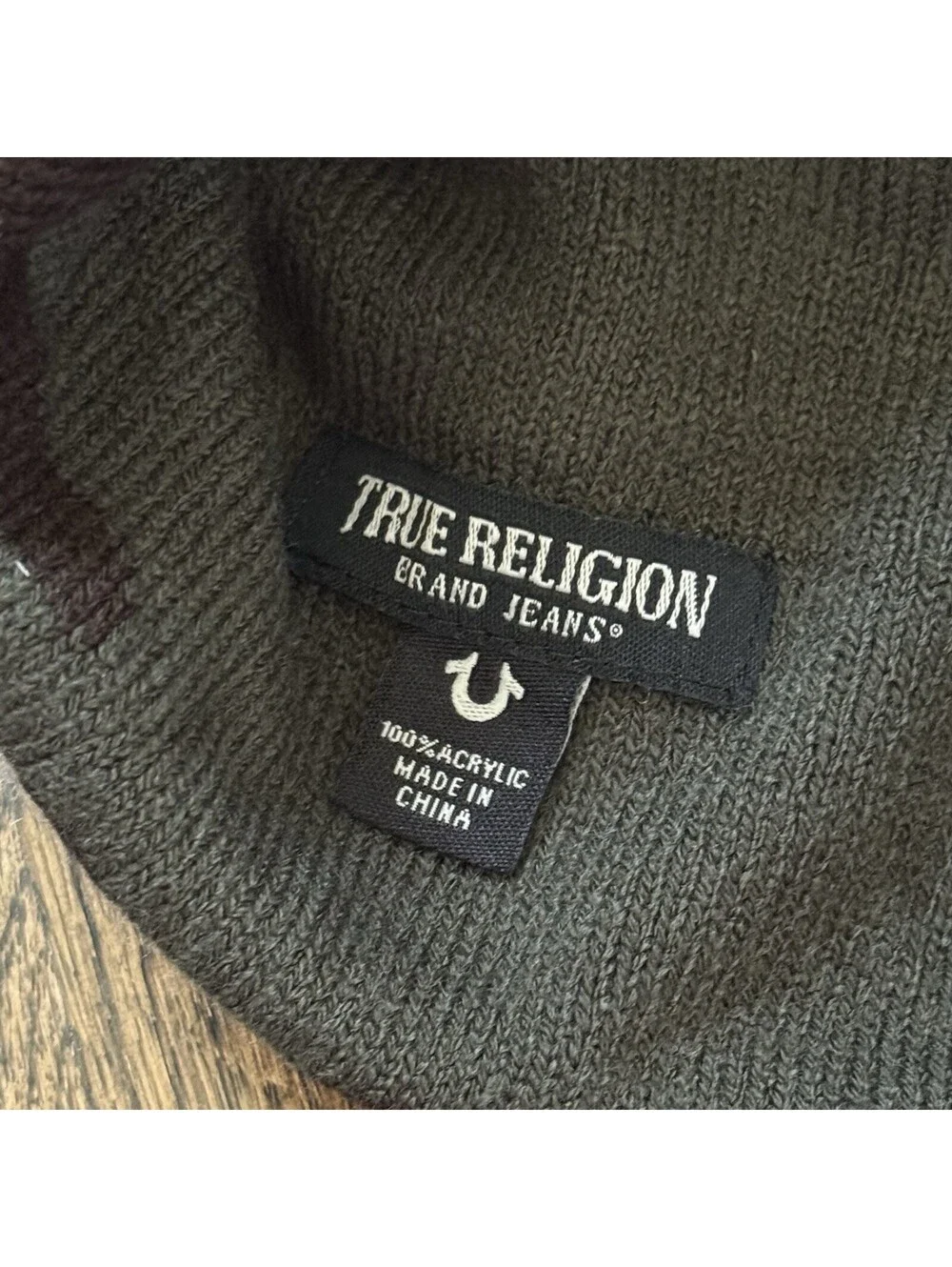 True Religion Camo Buddha Beanie Hat Embroidered Y2K Streetwear One Size
